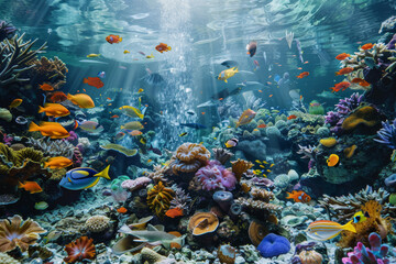Fototapeta na wymiar Tropical Underwater Scene with Marine Life