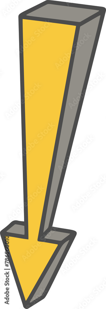 Poster hand drawn doodle arrow. pencil yellow line sketch. curve design element. outline sign of cursor. gr