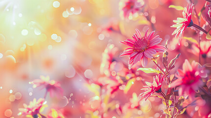Jasne tło z delikatnymi akcentami kwiatów i liści, tworzące romantyczną atmosferę w stylu boho.