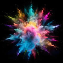 explosion of colored powder on black background