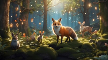 Beautiful animals and forest view 