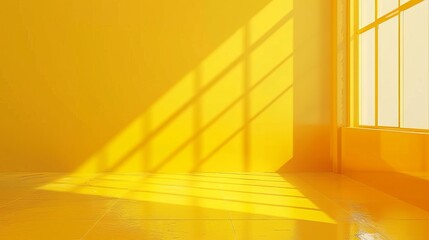 vibrant yellow empty studio room with blank floor versatile background for product display - obrazy, fototapety, plakaty