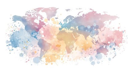 Fototapeta premium whimsical watercolor world map with delicate pastel dots charming travelinspired illustration