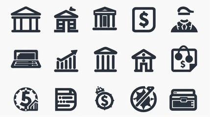 Finance Icon Collection: Glyphs for Online Banking
