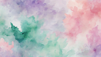 Fototapeta premium An abstract wallpaper with vibrant watercolor splashes in pastel shades like blush pink, soft lavender, and mint green, creating a dreamy and ethereal effect ULTRA HD 8K