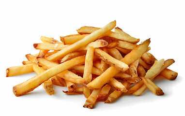 A pile of french fries isolated on a white background,  generative AI 