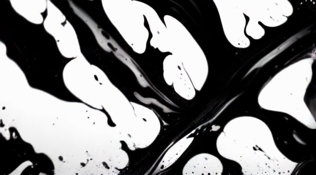 Abstract background black ink splatter splashisng on white background.  