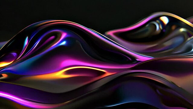 Vibrant holographic waves abstract background. Slow motion holographic background. Video can use in vertical position. Live wallpaper best for yours video cover, opener, intro, presentation