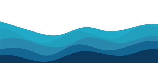 Vector layered blue water wave banner template	