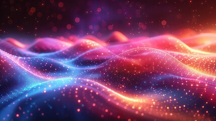 Fototapeta premium 3d rendering of abstract digital wave with glowing particles background