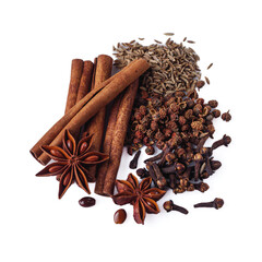 fragrant Chinese five spices on a white background