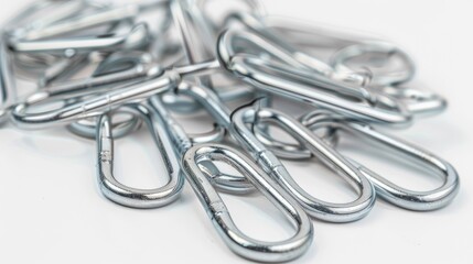 Metal safety pins isolated on a white background