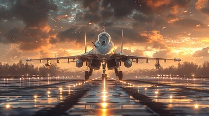 MiG-29 fighter jets on the runway of a military airfield in the war zone in Ukraine. Army of Ukraine in 2024. Russian-Ukrainian war. - obrazy, fototapety, plakaty