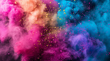 Holi festival concept - splashes of colored powders