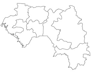 Outline of the map of Guinea with regions