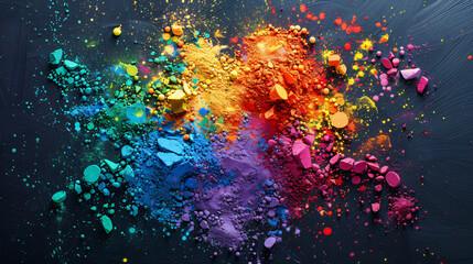 Fototapeta na wymiar Holi festival concept - splashes of colored powders