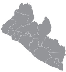 Obraz premium Outline of the map of Liberia with regions