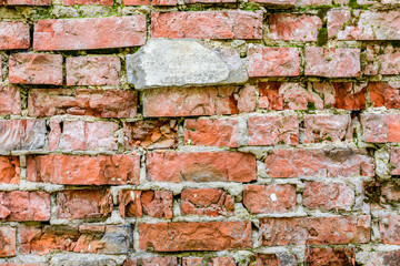 Old wall of red bricks for the background