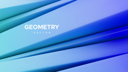 3d gradient blue abstract background. Geometry shift. Slanted shapes. Vector illustration of diagonal sliced geometry shapes. Minimalist design concept