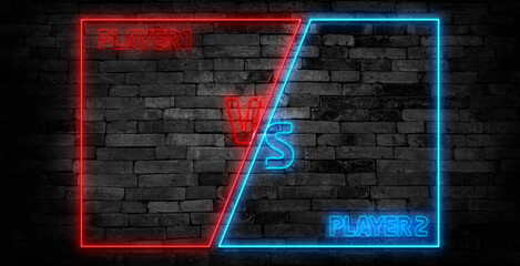 Versus battle, business confrontation screen with neon frames and vs logo vector illustration. Battle banner match, vs letters competition confrontation. © Philip