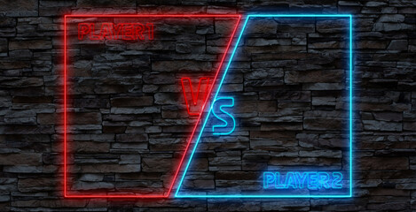 Versus battle, business confrontation screen with neon frames and vs logo vector illustration....