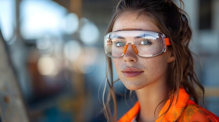 Focused Engineer at Sunny Building Site #WomenInSTEM. Concept Engineering, Construction, Women in STEM, Building Site, Sunny Day
