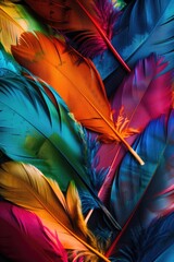 A stack of vibrant feathers, perfect for adding a pop of color to your project