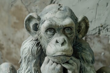 Detailed shot of a monkey statue, perfect for cultural and wildlife concepts