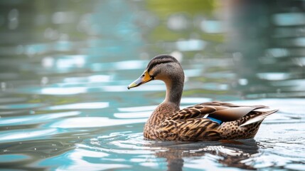 Duck Floating on Body of Water