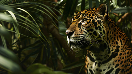 Jaguar in the tropical jungle