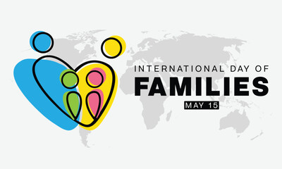 International Day of Families design. It features a logo of a family with a father, a mother, a son and a daughter. Vector illustration