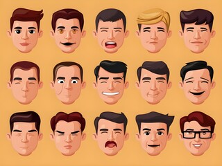 illustration set of faces