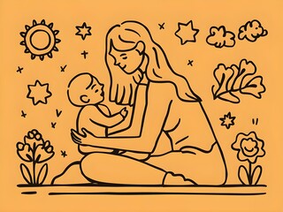 Obraz na płótnie Canvas illustration of a woman with baby 