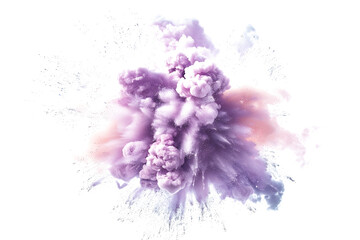 Pastel pink and purple color explosion on white background.