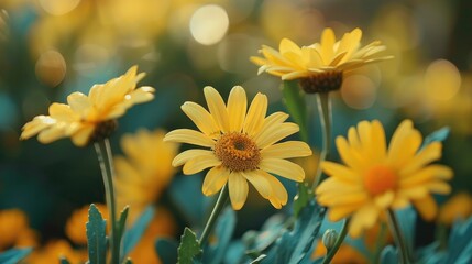 Blooming Yellow Daisy Flowers in Spring Among Nature s Floral Backdrop
