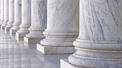 Row of White Marble Pillars in a Building