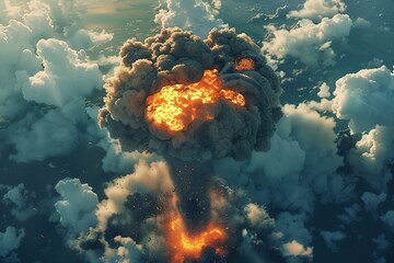 The explosion of nuclear bomb - obrazy, fototapety, plakaty