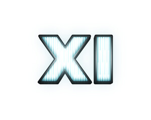 XI roman numeral in car headlamp style 3d illustration text effect on transparent background