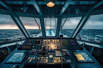 Wheelhouse in modern cruise ship