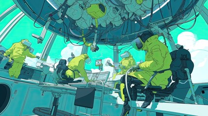 Virtual AI assistant enhancing productivity in the workplace. Modern technologies, world of future, robots, cyborgs. Harmony between human concept. Satisfying consumer needs concept. Generative by AI