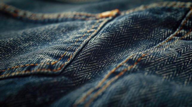Detailed shot of a pair of jeans. Suitable for fashion or casual wear concepts
