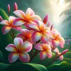 Foto op Plexiglas plumeria flower, flower pictures. Generative ai illustrations.  © folkshop