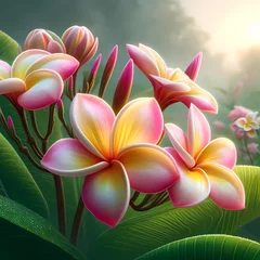 Foto op Plexiglas plumeria flower, flower pictures. Generative ai illustrations.  © folkshop