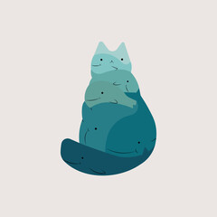 Vector illustration of hungry cat