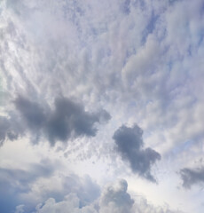 Sky with white clouds. Cloudy weather in summer day.