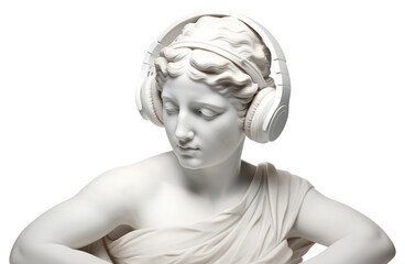 PNG  Listening to music portrait headphones sculpture