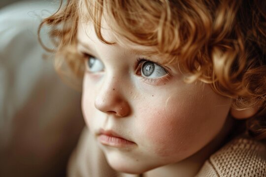 Close up image of a child with vibrant red hair, perfect for family and lifestyle concepts