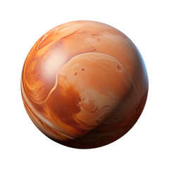 3D render of an red planet Mars  isolated on a white background.
