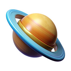 Planet Saturn on a white background. 3d rendering, 3d illustration.
