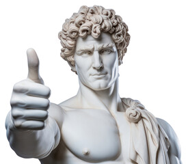 Obraz premium PNG Greek sculpture thumbs up statue portrait white background